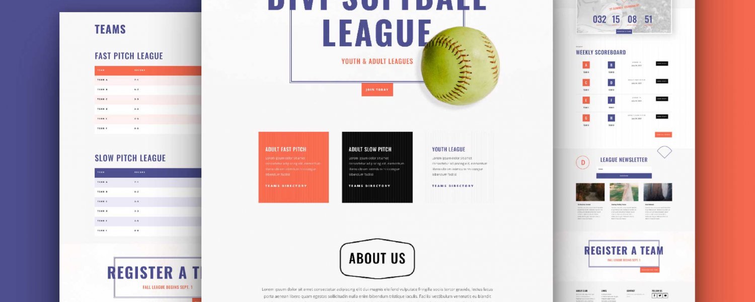 divi softball league layout-pack