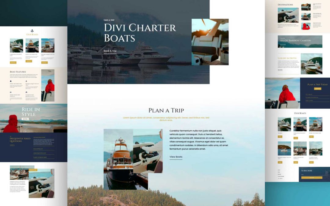 Divi: Předpřipravený vzhled webu Charterová loď (včetně obrázků) zdarma ke stažení
