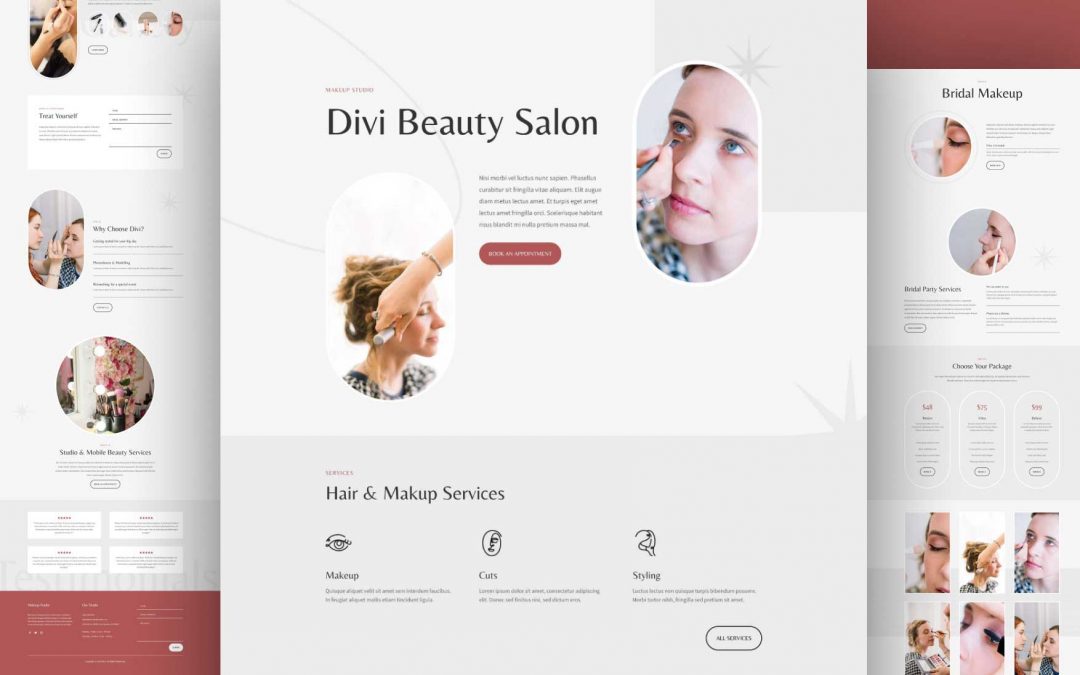 Divi: Předpřipravený vzhled webu Salon krásy (včetně obrázků) zdarma ke stažení